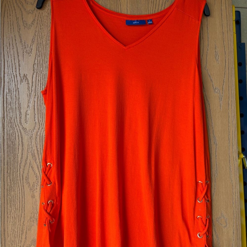 Apt. 9 Vivid Orange Tank Top with Lace-Up Sides